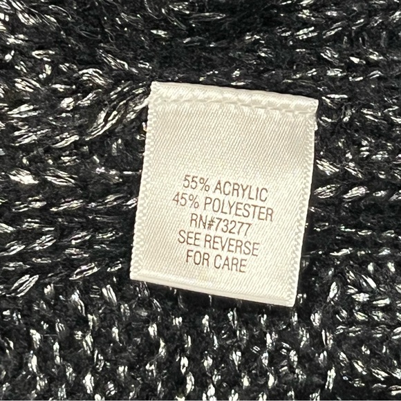 NWOT APT 9 cable knit open front cardigan in black & silver. Size Large. - Picture 6 of 7